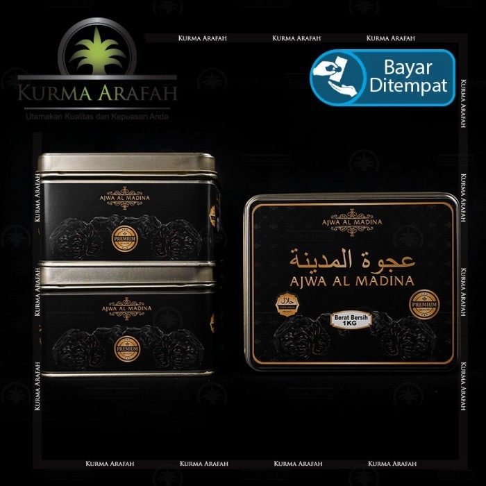 Kurma - Kurma Ajwa Kaleng 1Kg Ajwa Al Madina Ajwa Nabi Kemasan Premium