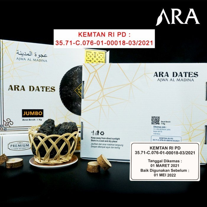 

Kurma - Kurma Ajwa Jumbo 1Kg Ara Dates Original