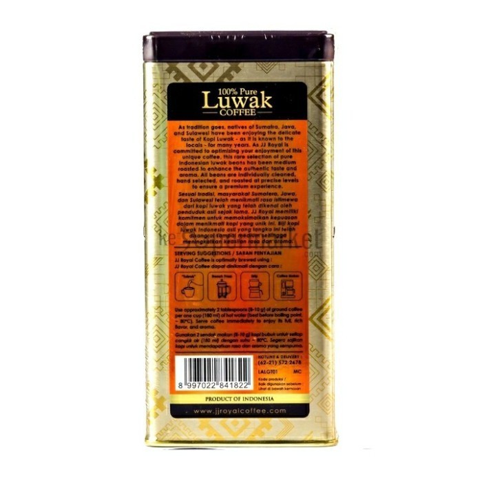

JJ Royal Pure Luwak Robusta Coffee 100% Ground/Bubuk 100gr