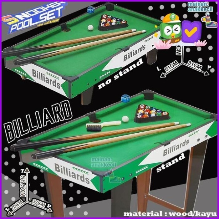 Terlaris Mainan Anak Meja Kayu Stand Billiard Mini Snooker Pool Set 8 Ball Pool Promo Terbaru