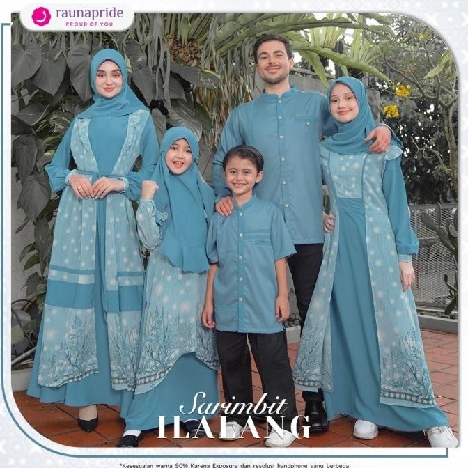 Best Sales Gamis Rauna 13 Sarimbit Ilalang Blue Baju Muslim Couple Keluarga Pengiriman Cepat