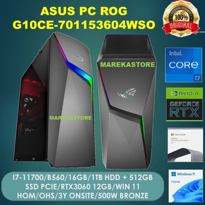ASUS ROG PC DESKTOP G10CE 701153602W I7 11700 16GB 1TB+512SSD RTX3060