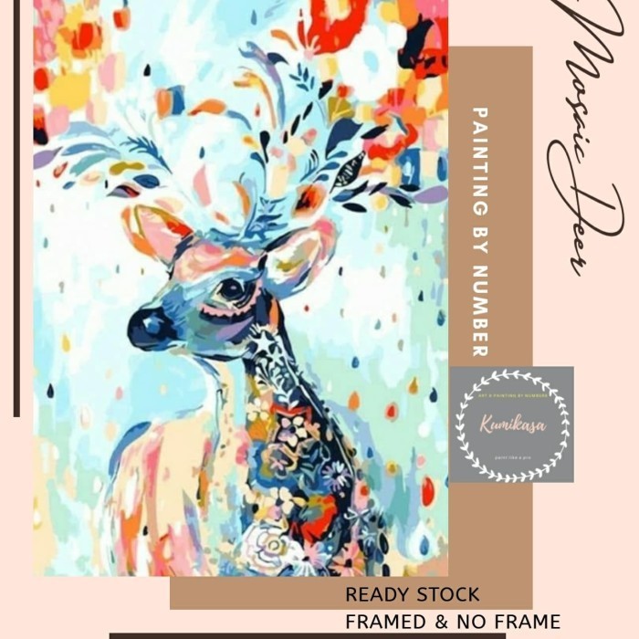DIY PAINT BY NUMBERS LUKISAN AKRILIK KERAJINAN TANGAN - MOZAIK DEER