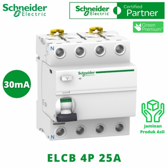 ELCB 4P 25A 4PHASE 25AMPERE 30MA RCCB ILD SCHNEIDER A9R71425 ORIGINAL
