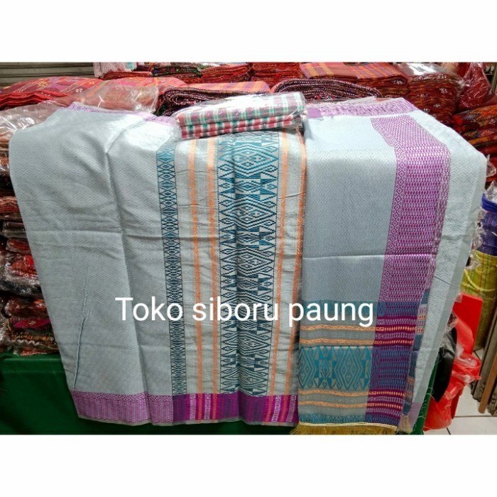 songket mesin motif tumtuman warna biru muda