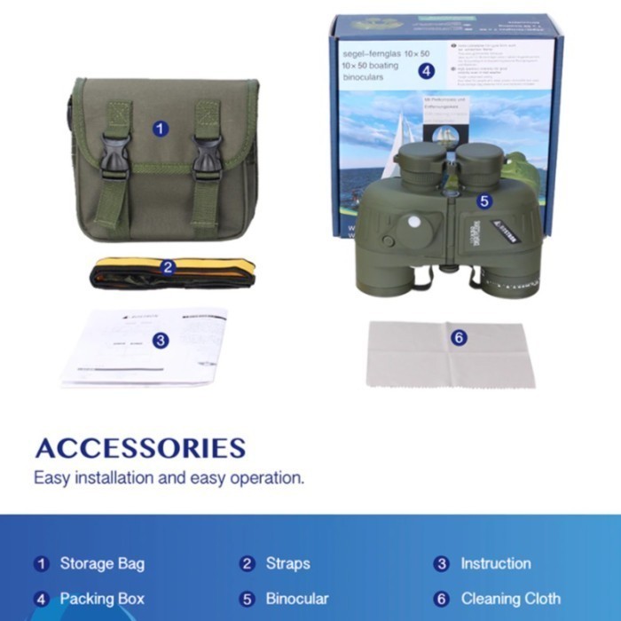 Teropong Binocular Binokular Militer Marine Pro 10X50 Kompas Compass