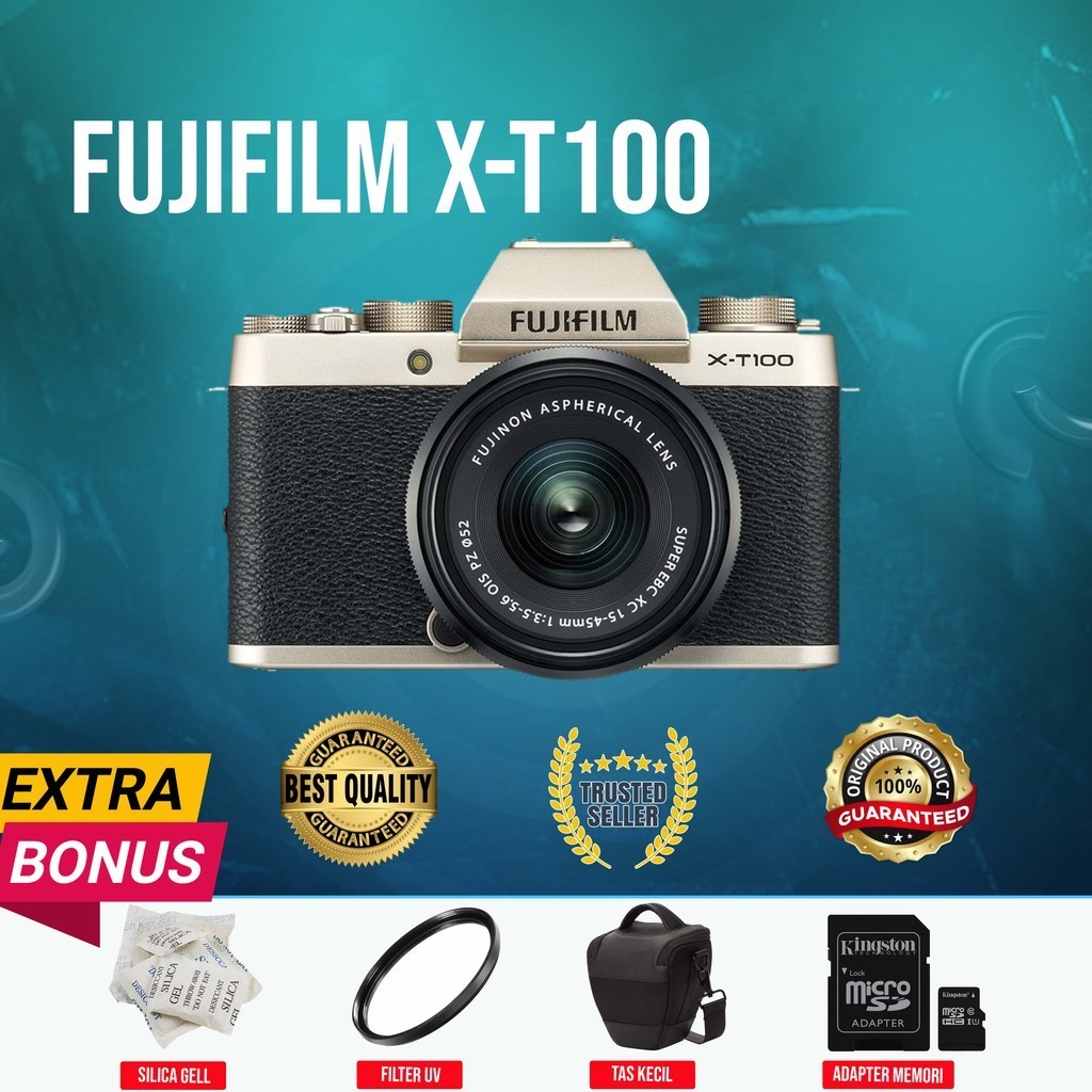 [GUBUK KAMERA] MIRRORLESS FUJIFILM FUJI X-T100 XT100 KIT 15-45MM OIS ORIGINAL NORMAL MULUS MURAH (SE