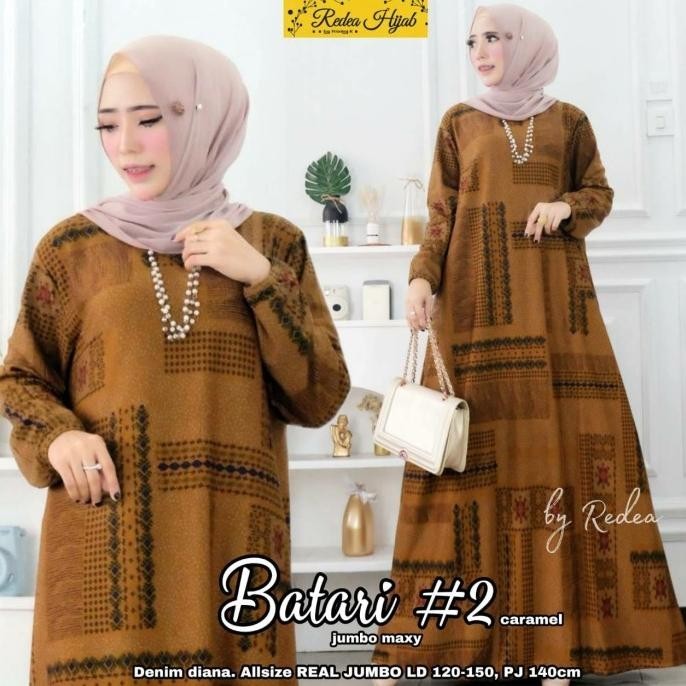 Gamis denim diana jumbo busui ld 120-140 motif polos