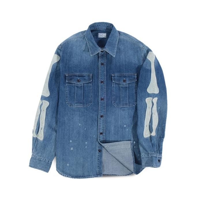 Kapital Bone Embroidery Denim Work Shirt Indigo