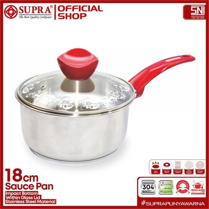 Supra Panci Stainless Sauce Pan 18 Cm - Red