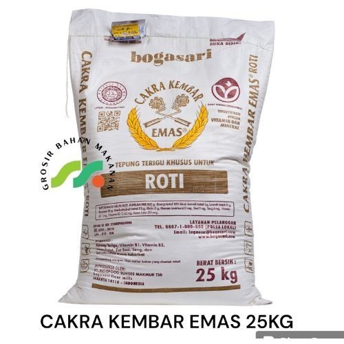 

Bettifer Tepung Terigu Cakra Kembar Emas Roti 25Kg (Instant)