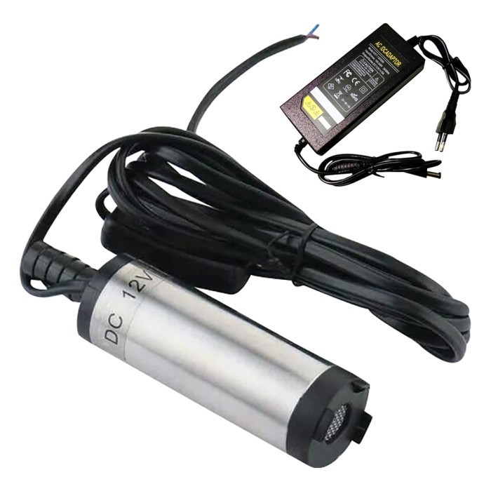 pompa air celup mini pompa diesel 12V + adaptor 5A