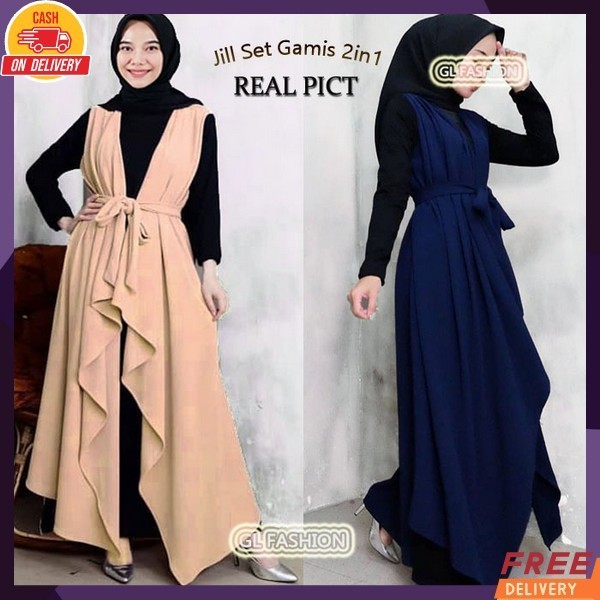Long Dress Lengan Panjang Dapat Krudung Games Maxi Maxy Simple Elegan Gsmia Mewah Gamia Model Terbar