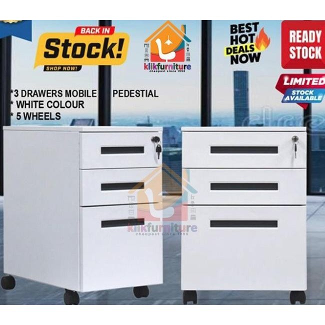 

Terbaru Mobile Drawer Laci Dorong Filing Cabinet Besi 3 Laci + Roda Mp002 Stok Terbatas