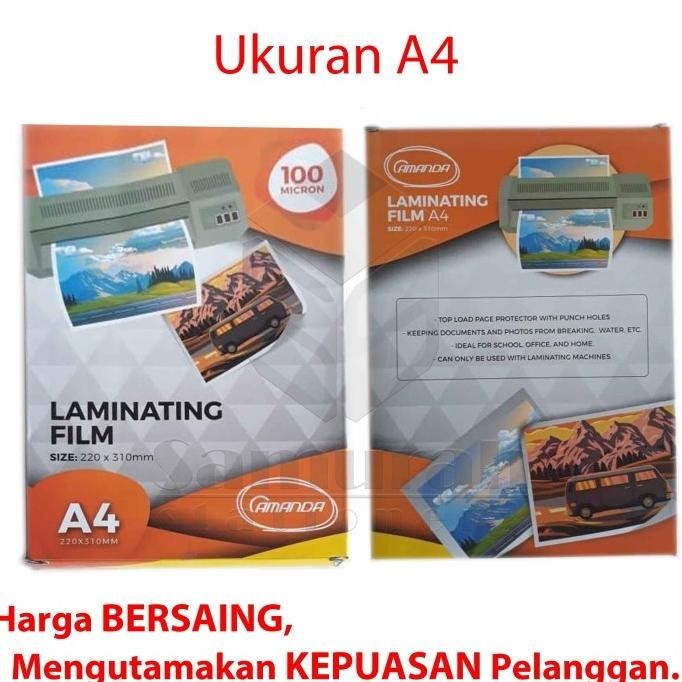 

Plastik Laminating Film A4 Amanda 100 Micron - 100 lembar 220 x 310 mm