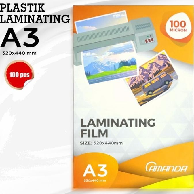 

Plastik Laminating Press A3 Amanda 100 micron size 320 x 440mm