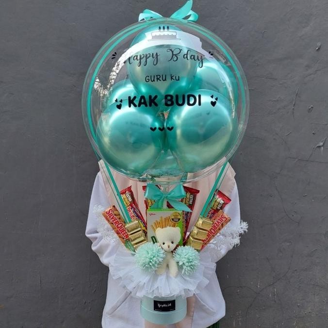 Buket Balon/Bloom Box + Snack Hampers