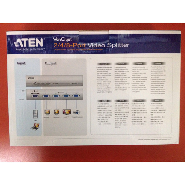 READY 4-Port VGA Splitter Aten VS94A 350MHz Vga Splitter 4 port Aten VS-94A