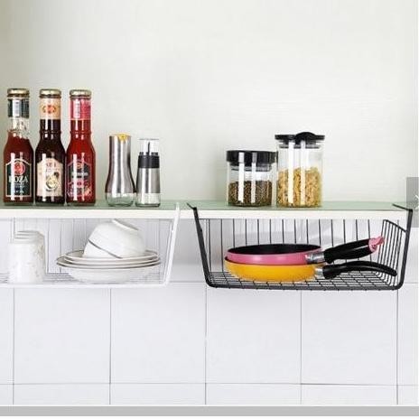 Hot Sale Rak Besi Meja Gantung / Keranjang Besi Klip / Rak Dapur Gantung - Hitam ..