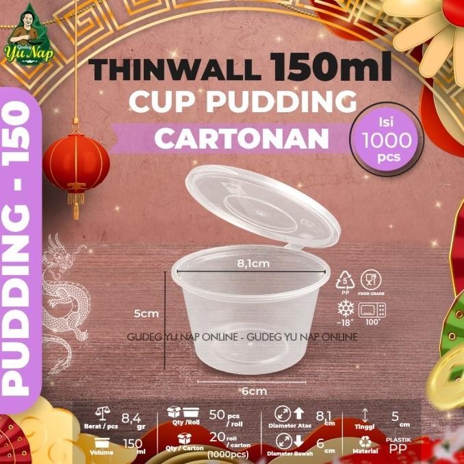 siap kirim thinwall 150 ml bulat cup (cartonan) - gelas meati wadah puding jely