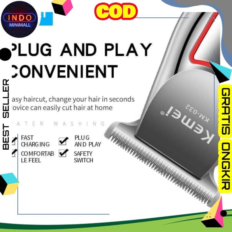 Hair Clipper Kemei Detailer KM-032 - Mesin Cukur Rambut Kumis Jenggot SB76