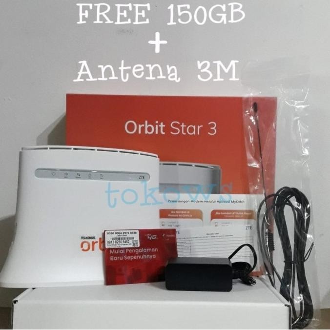 BARANG TERLARIS MODEM WIFI TELKOMSEL ORBIT STAR 3 ZTE MF283U FREE 150GB + Antena