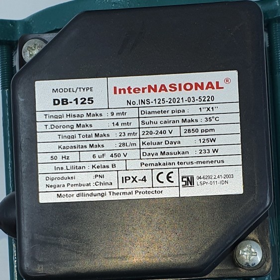 Pompa Air Non Otomatis / Pompa Air Db-125 Internasional