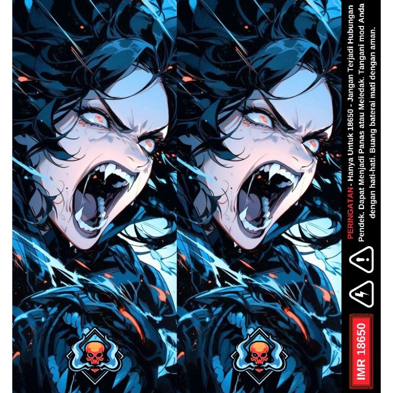 

AMBITIONSTORE - Stiker Skin Wrap Baterai 18650 Motif Anime Waifu v2 Series - Pelindung dan Penghias Baterai 18650 Untuk Segala Merek Baterai