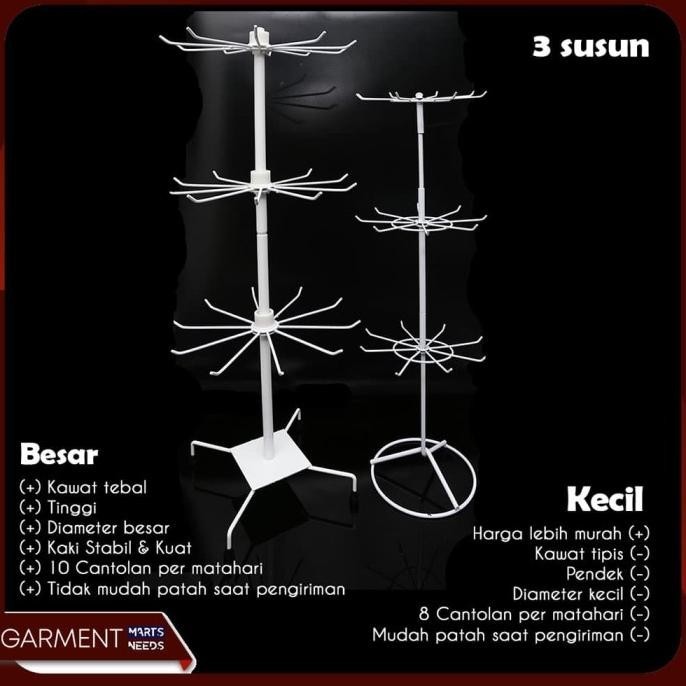 Kekinian - rak matahari display putar 3 susun gantungan perhiasan & aksesoris HP ~