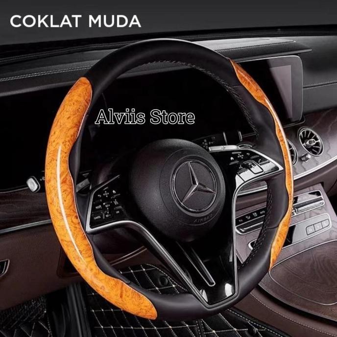 Cover Stir Mobil 05 Motif Kayu/ Sarung Stir Mobil 05 Motif Kayu