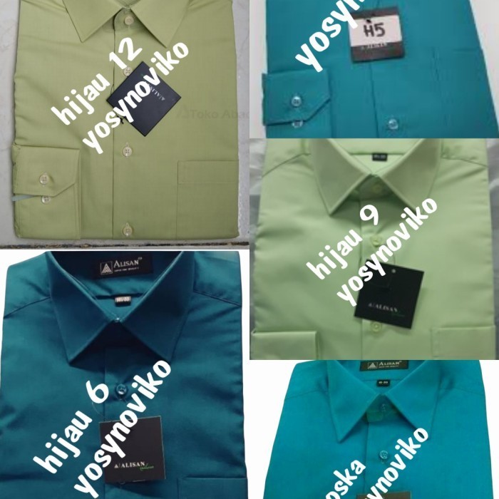 kemeja modern pria lengan panjang Alisan polos hijau