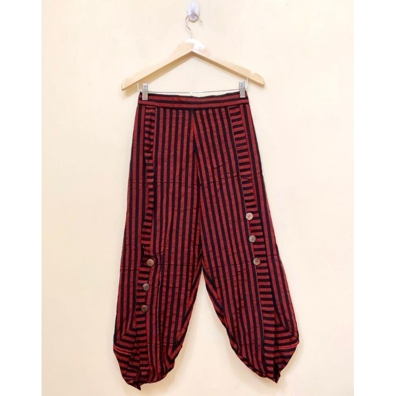 [ONLINE EXCLUSIVE] Celana Batik Wanita Model Aladin / Kulot Motif Lurik - Kulot Lurik
