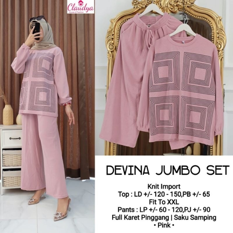 [ONLINE EXCLUSIVE] devina one set murah knit top tunik kaos kulot salur celana highwaist kulot polos