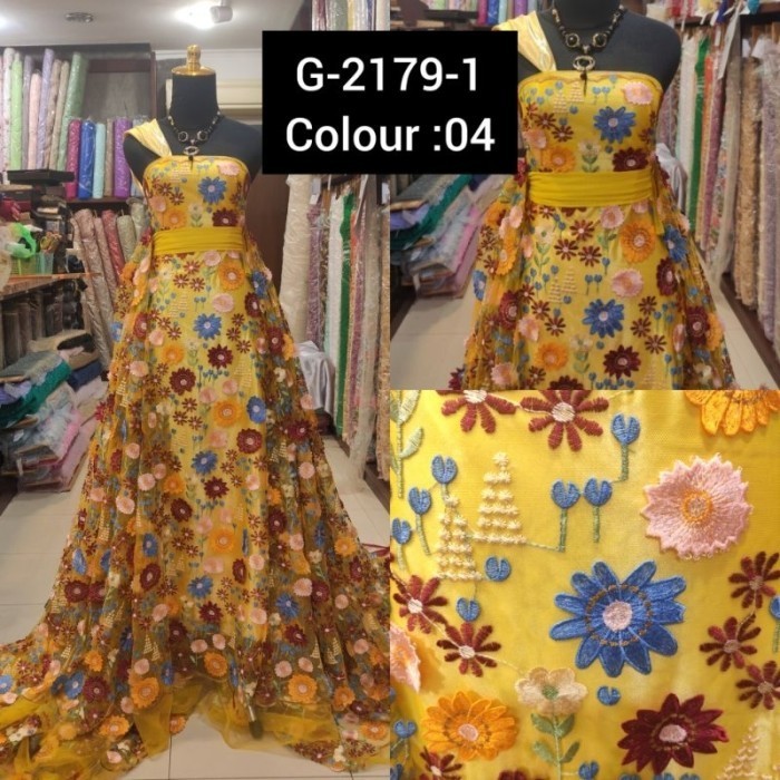 Naenggo Kain Tile Brokat 3D Timbul Valentino Premium Kuning