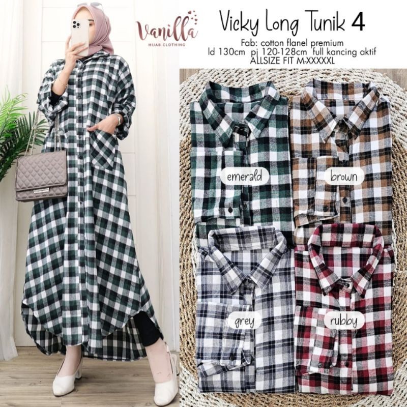 [EXCLUSIVE] NEW ARRIVALS VICKY LONG TUNIK #3 #4 COTON FLANEL PREMIUM by VANILLA