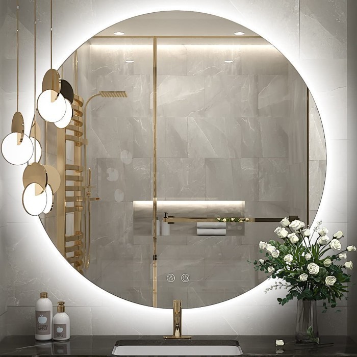 Mirror Led Cermin Dinding Cermin Kamar Mandi Cermin Bulat Round Led