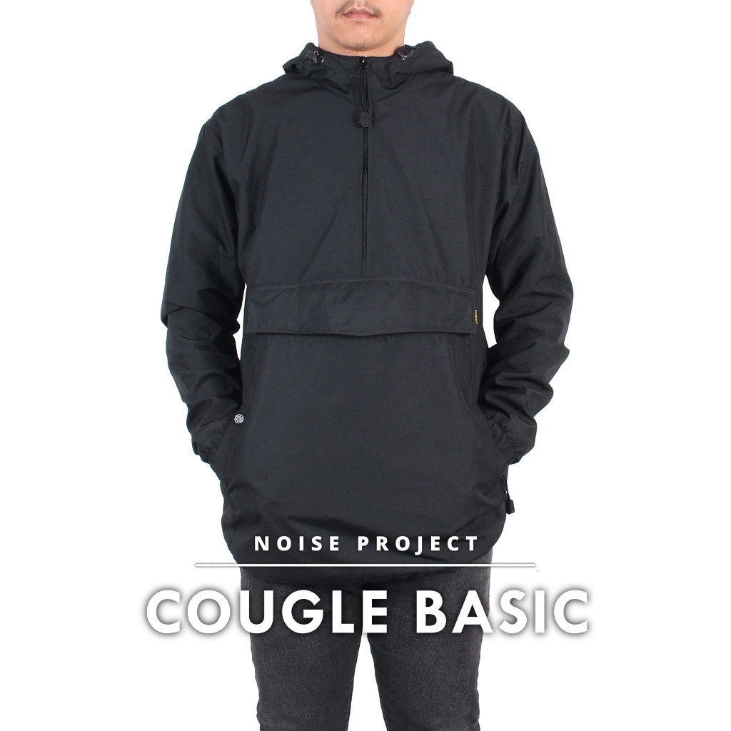 [LOOK STYLISH] Jaket Parasut Pria Cougle Polos Windbreaker Hitam Noise Project Original - Jaket
