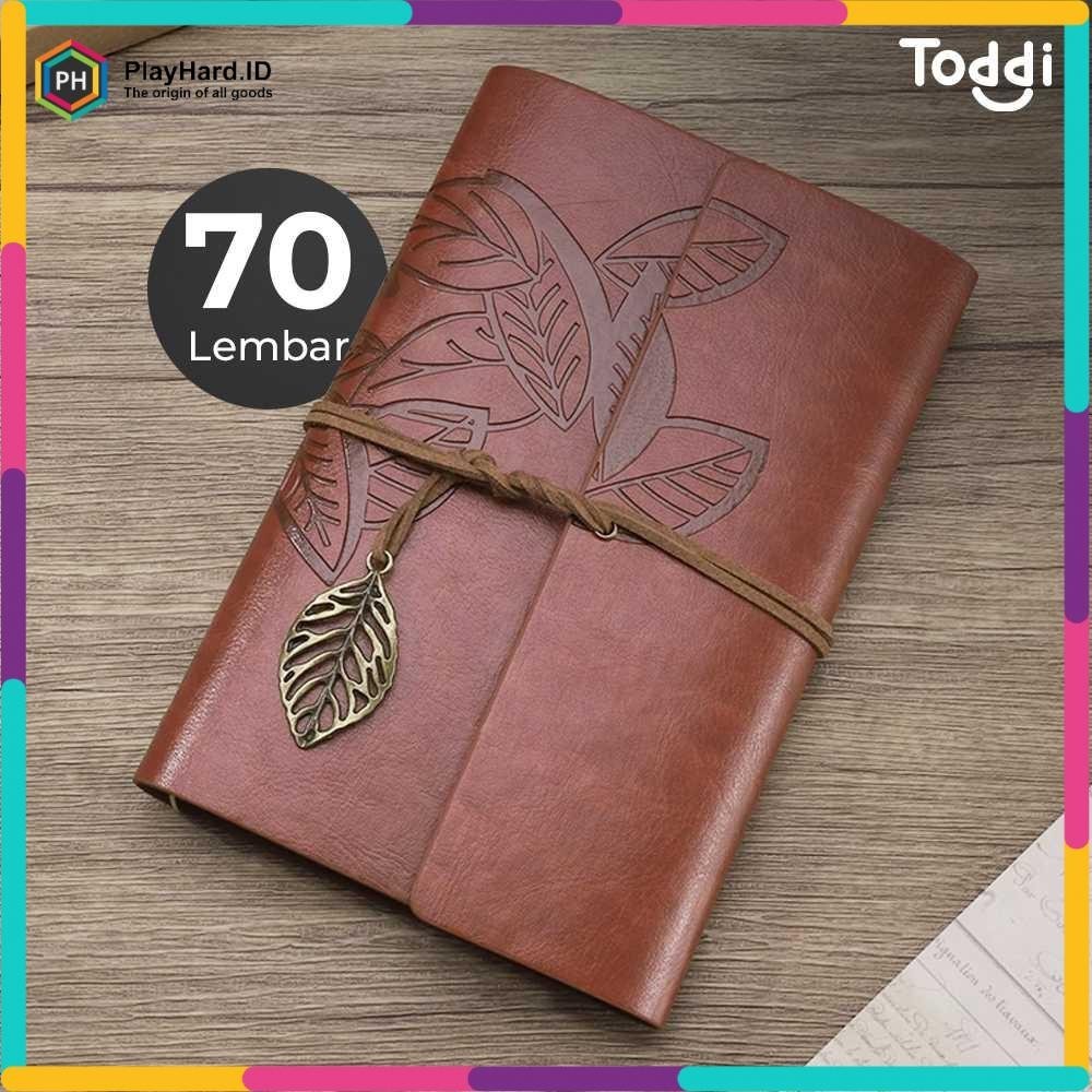 

Buku Catatan Binder Kulit Notebook Retro Leaf Cover - Coklat