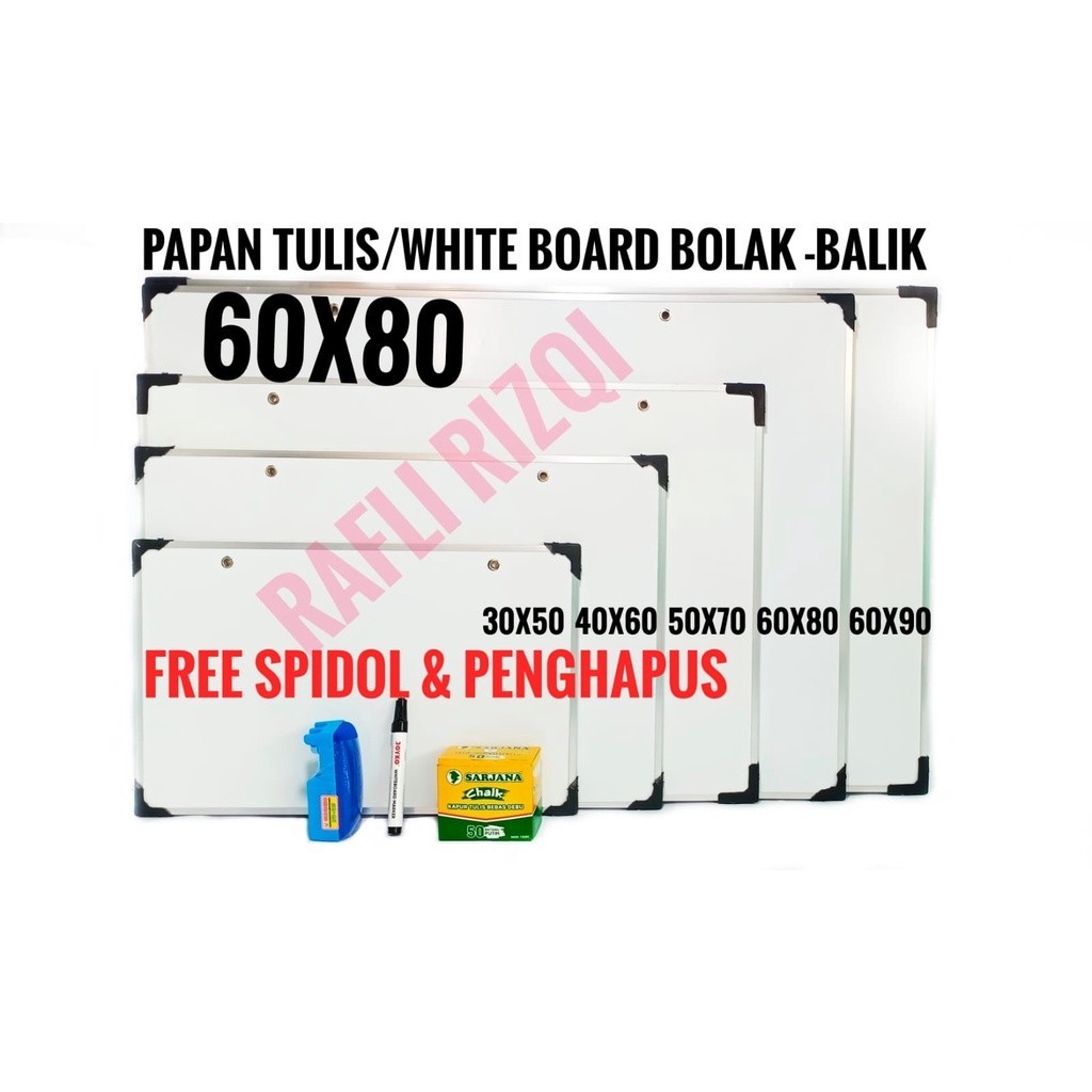 

Papan Tulis Ukuran 60X80 Cm / Papan Tulis 2 Sisi Spidol Dan Kapur / Papan Tulis 60X80 Cm /