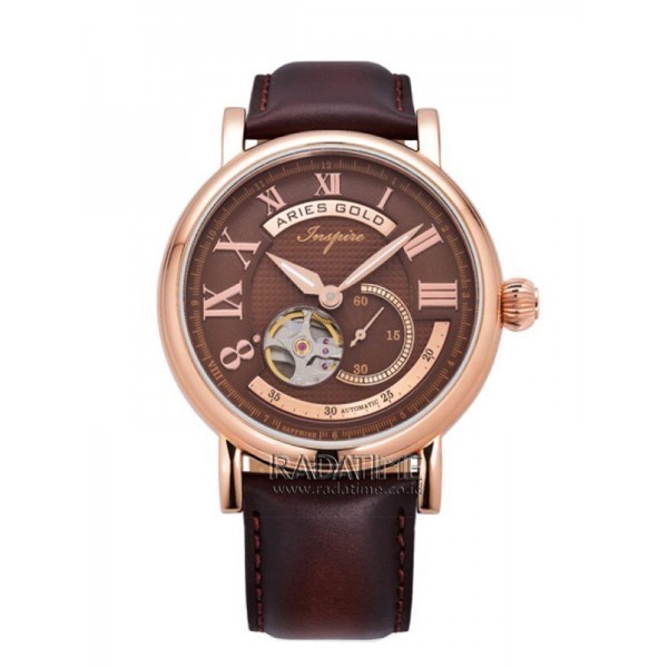 Jam Pria Aries Gold  Original Fashion Rose Gold Leather G-903-RG-CF