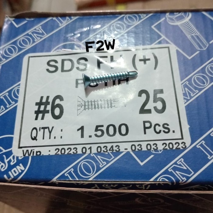 SEKRUP SDS FH (+) 6X25 MOON LION SKRUP ROOFING PUTIH SDS #6X25 6X1"