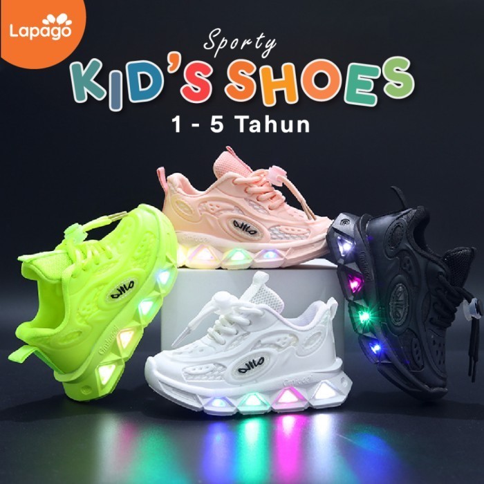 Mgv Sepatu Sneaker Led Anak Laki Laki Perempuan Sport Usia 1 - 5 Tahun