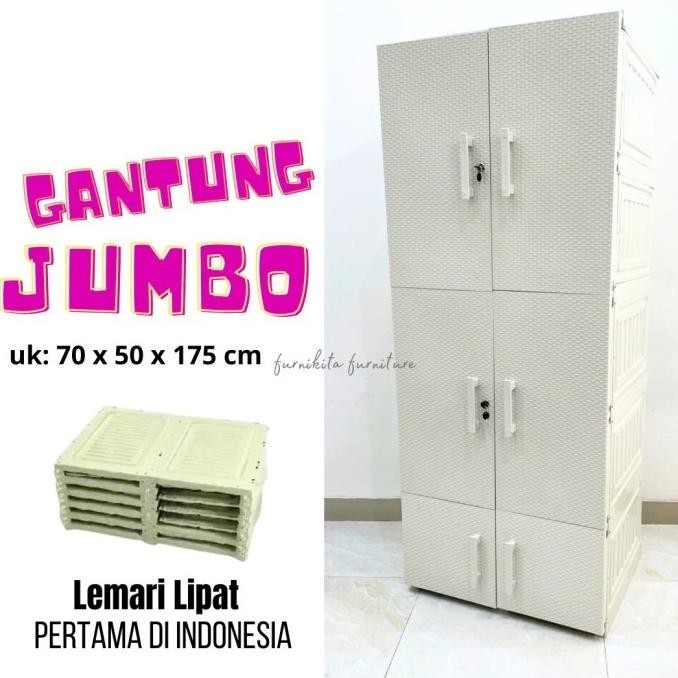 Lemari Pakaian Plastik Gantung Lipat Putih Modern Susun 5 Xanexa