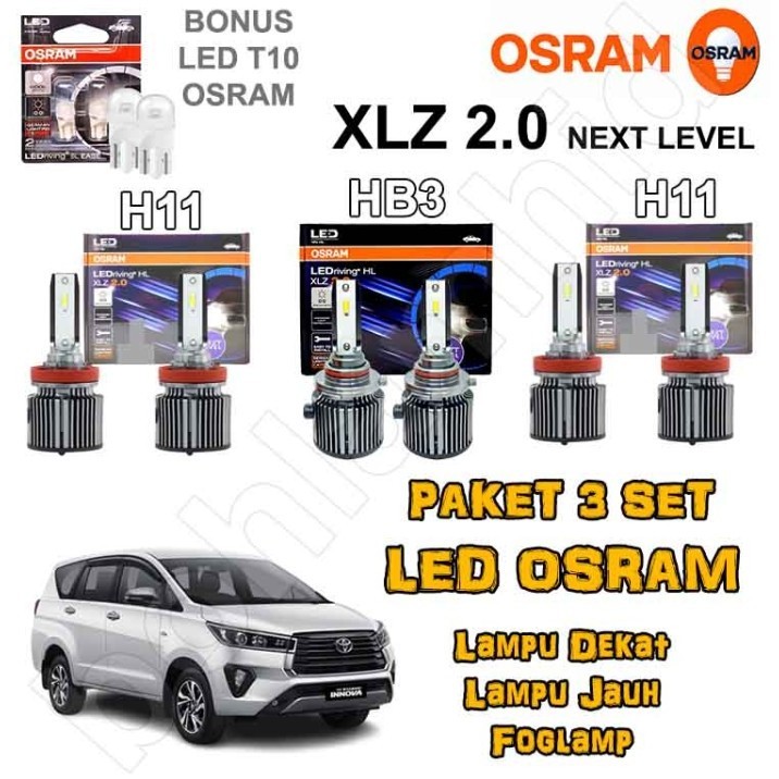 Paket 3 Set LED Innova Reborn OSRAM XLZ Lampu Dekat + Jauh + Foglamp