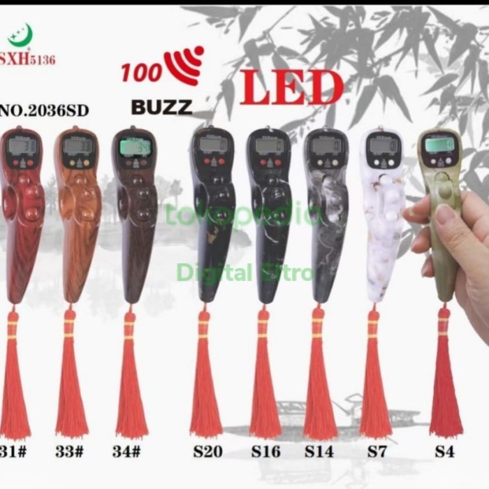 COD Tasbih Digital Premium Motif Kayu Marmer Led Alarm Per 100 Bunyi