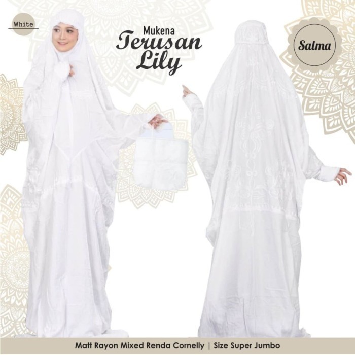COD mukena terusan katun rayon putih renda cornelli