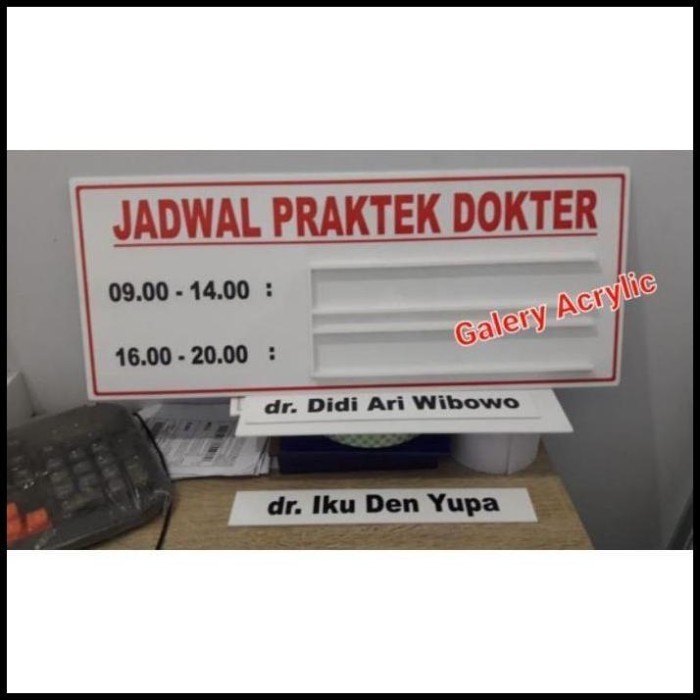 

Sign Label Sign Board Acrylic Papan Nama Jadwal Praktek Dokter/Bidan