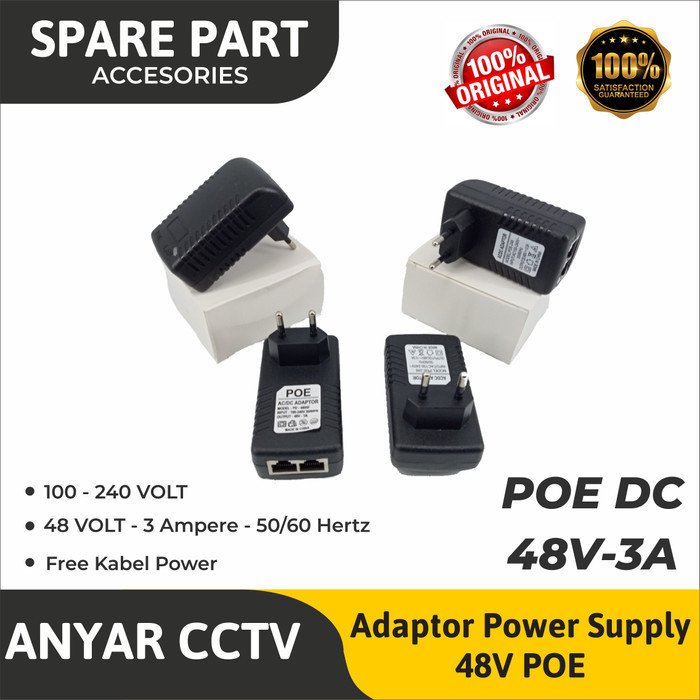 Adaptor POE DC 48V - 3A Power Supply || Adaptor Power Supply 48V POE