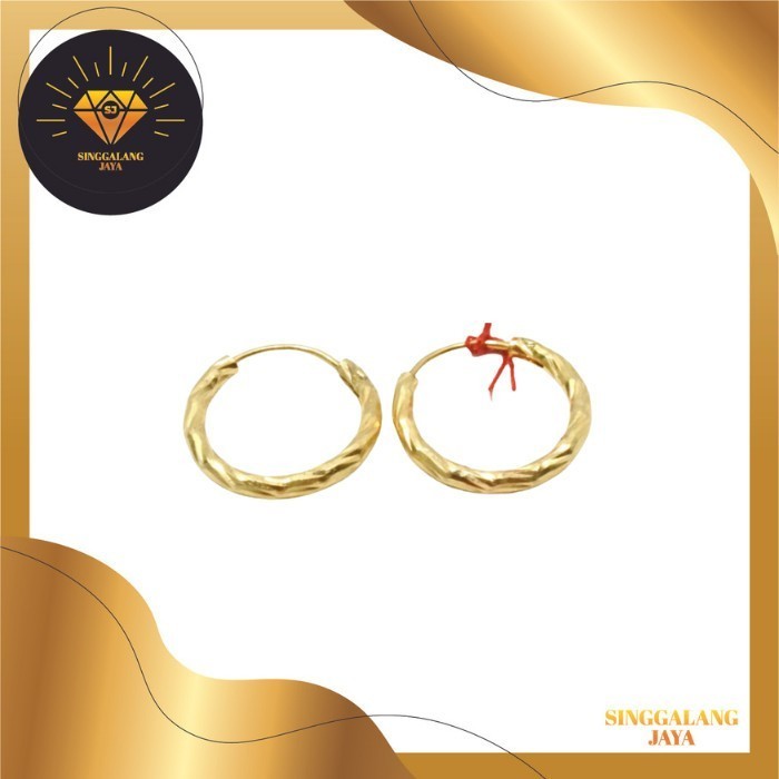 ANTING EMAS 375 - ANTING WANITA EMAS MUDA MODEL GIPSI KOMBINASI