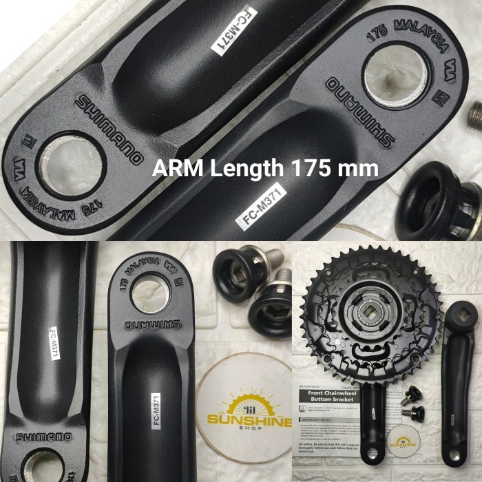 Crank Sepeda 3 X 9 Speed Shimano Altus Fc-M371 44T-32T-22T Arm 175Mm